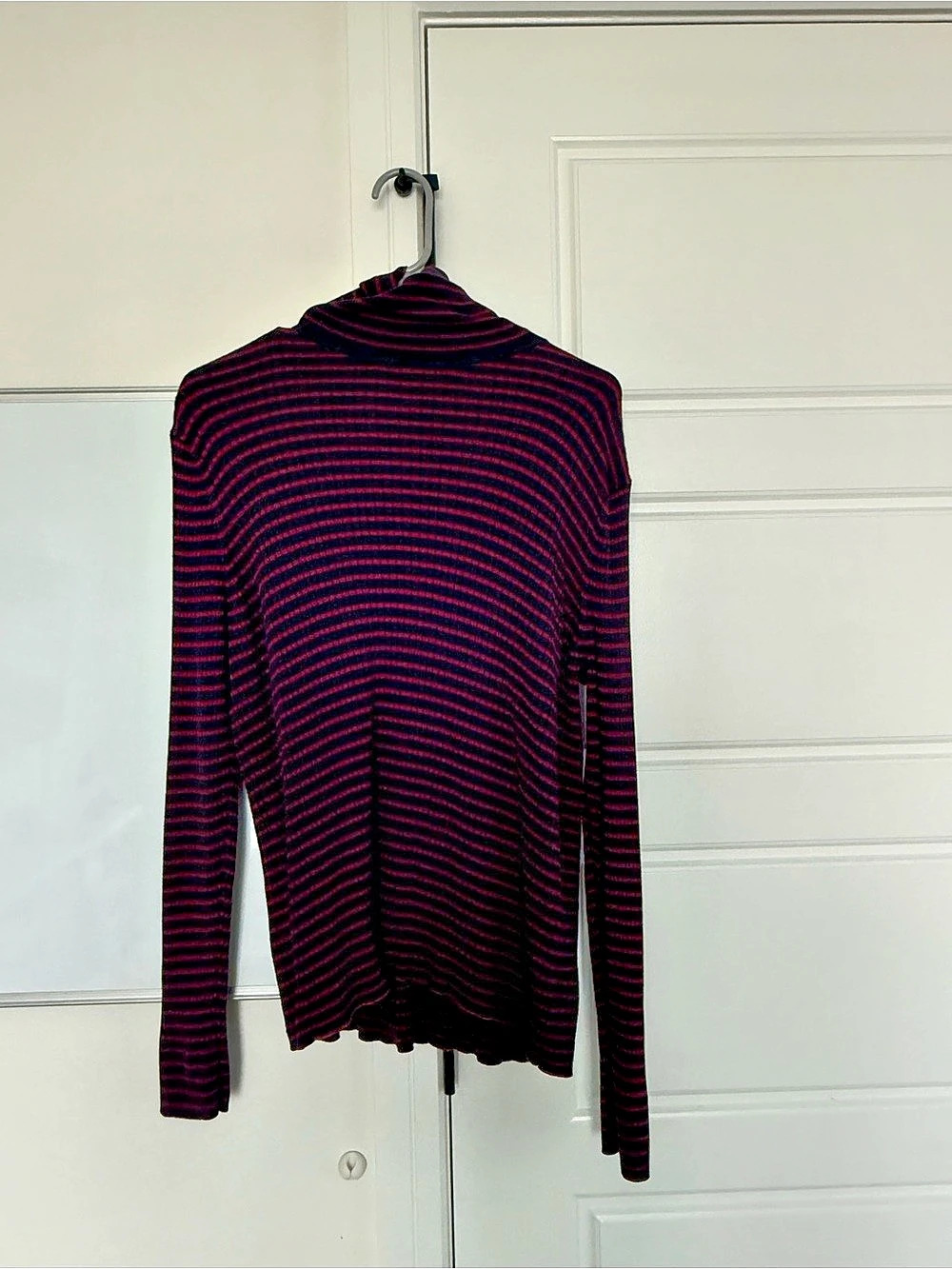 Talbots Striped Turtleneck Sweater Black & Red XL